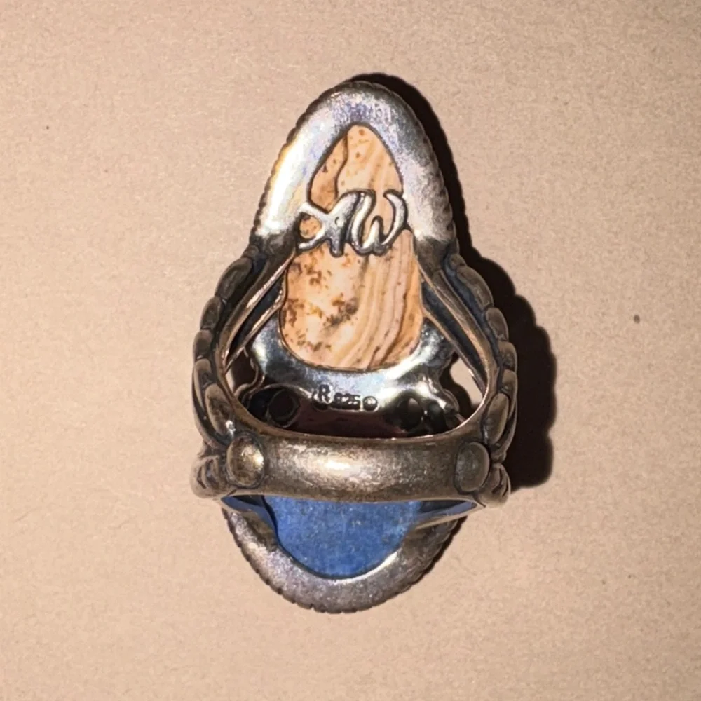 Carolyn Pollack American West Sterling Silver Jasper & Lapis Ladies Ring - Picture 2 of 3